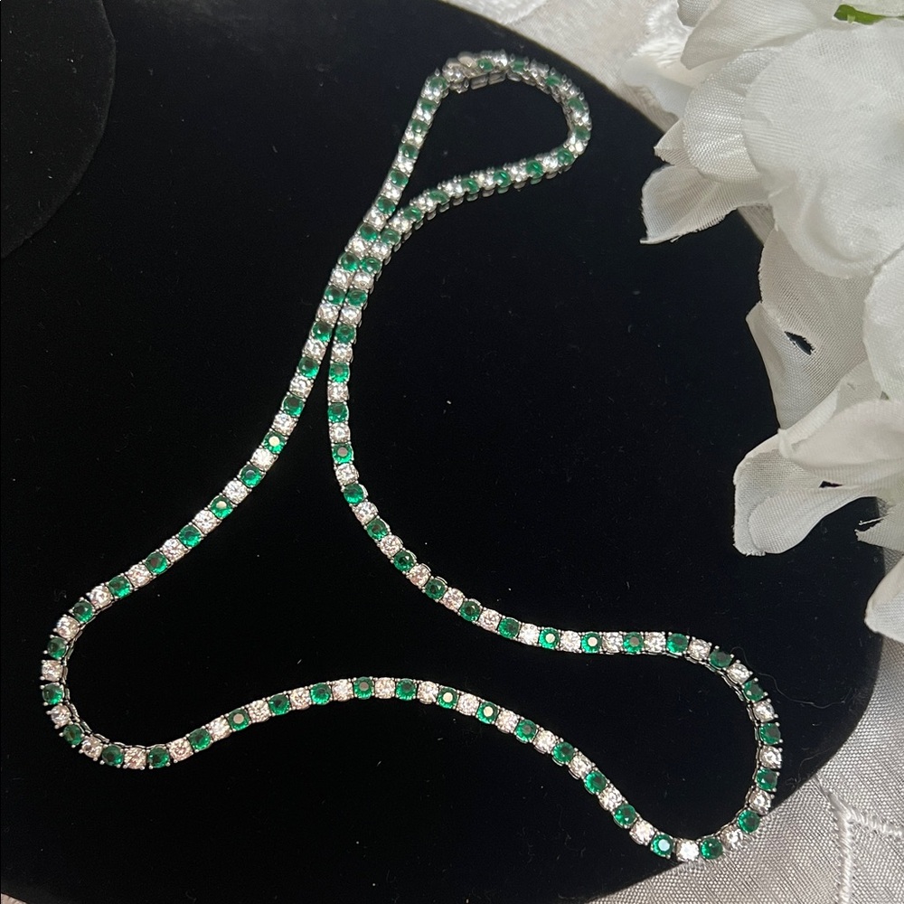 Emerald and Silver Necklace